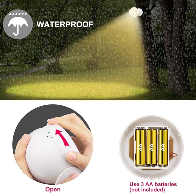 BIGLIGHT Battery Operated Motion Sensor Spotlight, Wireless LED Flood Light Indoor Outdoor, Super Bright Waterproof Security Lighting, Motion Uplight for Wall Front Door Shed Hallway, 200 Lumens