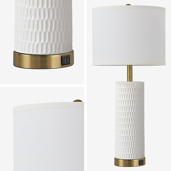 26.5" Ceramic Table Lamps Set of 2, 3 Way Dimmable Touch Control Table Lamps for Living Room, Modern Lamps for Nightstand, Gold
