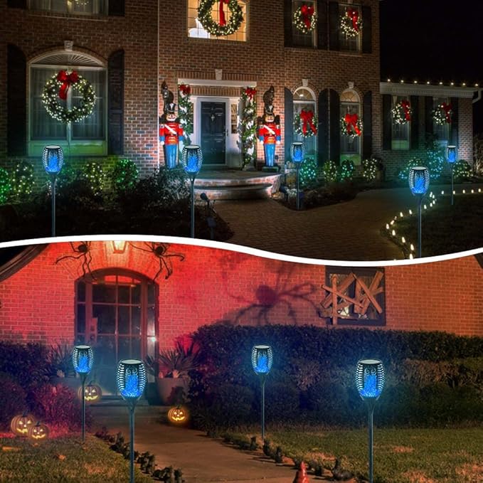 EOYIZW Solar Lights Outdoor 4 Pack, Premium 99 LEDs Solar Torch Light with Flickering Flame Outdoor Decor- IP65 Waterproof Garden Lights for Halloween Decorations Yard Garden Porch