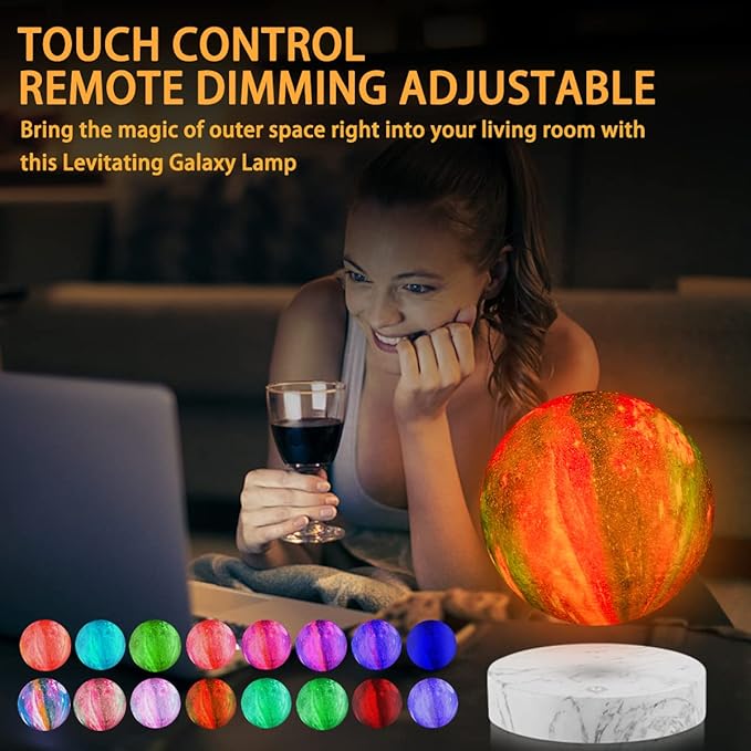 UVEHAS Floating Moon Lamp - Levitating Galaxy Moon Light Remote Control 16 Colors LED Magnetic Levitation Spinning 3D Printing Lunar Night Lights Desk Decorative Lamp for Room Decor Creative Gifts