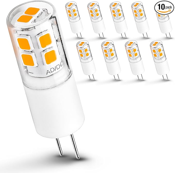 G4 T3 LED Landscape Bulbs 12V 3W JC Bi-Pin, 20W-30W Halogen Equivalent,2700k Soft Warm White,Low Voltage G4 Light Bulb for Outdoor Deck Stair Step Path Microwave Chandelier Lighting,300 LM,(10Pack)