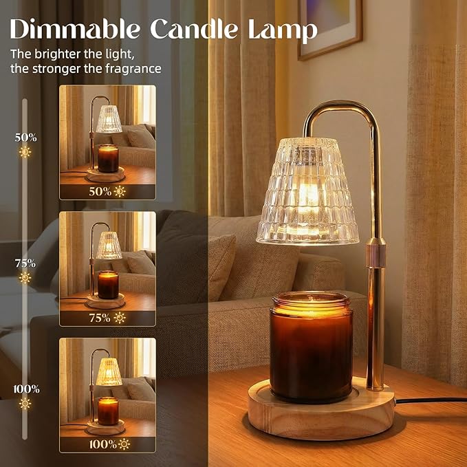 Glimra Candle Warmer Lamp Electric Timer,Candles Candle Wax Warmer for Jar Candles,Adjustable Candle lamp Birthday Gifts,for Mom Women Friend Sister,Office Apartment Dorm Room Home Decor Amber