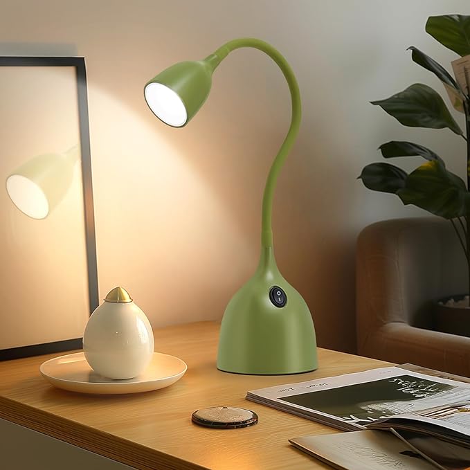 Gooseneck Desk Lamp 360° LED Flexible Reading Light Small Desk Lamps for Small Spaces Home Office Bedroom College Dorm Desk Bookshelf Nightstand Table Lamp (Green)