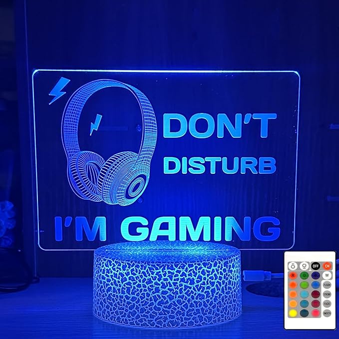 Don't Disturb I'm Gaming Night Light,Funny Video Games Gamer Gifts,Games Gamer Fan Room Decor,Dimmable 16 Colors 3D Illusion Lamp,Christmas Holiday Birthday Gifts for Boys Girls Teens Men