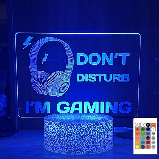 Don't Disturb I'm Gaming Night Light,Funny Video Games Gamer Gifts,Games Gamer Fan Room Decor,Dimmable 16 Colors 3D Illusion Lamp,Christmas Holiday Birthday Gifts for Boys Girls Teens Men