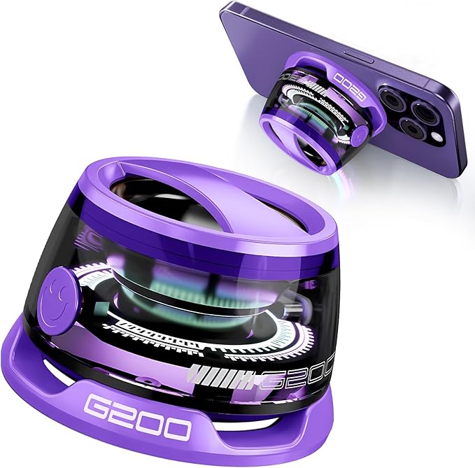 Magnetic Bluetooth Speaker - Portable Mini Speakers with RGB Light, Multifunctional G200 Speaker with 3D Surround Sound, 7H Playtime, Phone Stand for iPhone Android, Gifts for Teens, Purple