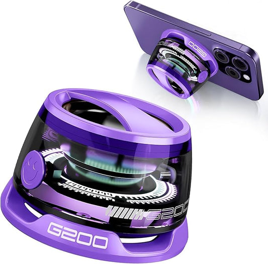 Magnetic Bluetooth Speaker - Portable Mini Speakers with RGB Light, Multifunctional G200 Speaker with 3D Surround Sound, 7H Playtime, Phone Stand for iPhone Android, Gifts for Teens, Purple