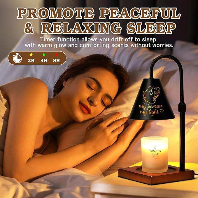 Candle Warmer Lamp with Timer Dimmable, Anniversary Birthday Wedding Gifts for Women Men Couple, Adiustable Height Candle Warmer Black Candle Lamp