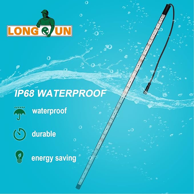 Longrun LED Strip Color Changing Garden Show Lights for Pond Spillway Waterfall, Waterproof Lighting Bar for Pool Fountain Landscape Lighting, Aquarium, Water Features and Home Decoration-34.85"