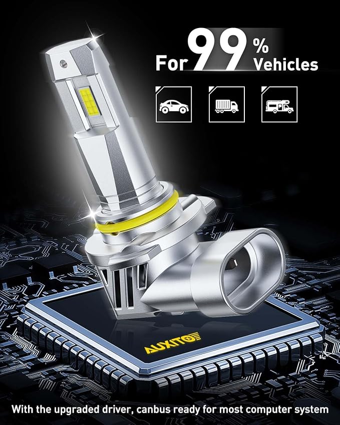 AUXITO 9005 9006 Light Bulbs, 80000LM 900% Super Brighterness 1:1 Mini Size with Cooling Fan, Truly Plug And Play, All-in-One, Pack of 4