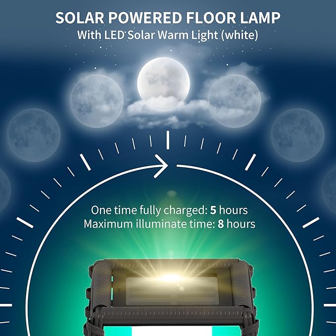 Outsunny Solar Floor Lamp, Outdoor Rattan Garden Lantern Pathway Light & Decorative Driveway Lighting with Auto On/Off LED Lights for Porch, Yard, Lawn, Courtyard, Deck, Gray