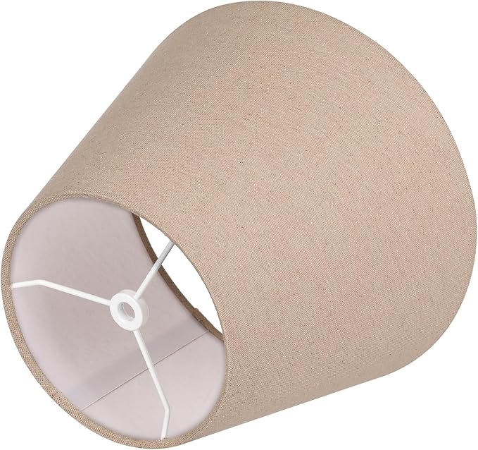 ALUCSET Small Lamp Shade, Barrel Fabric Lampshade for Table Lamp & Floor Light, 6 inch Top Diameter x 10 inch Bottom x Diameter 7.5 inch Height, Natural Linen Hand Crafted, Spider (Brown)