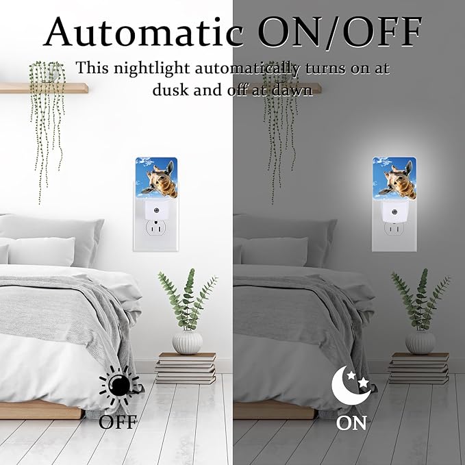Cute Giraffe Night Light, Plug-into Wall Blue Sky Nightlight Lamp with Dusk to Dawn Sensor, Led Lamp 0.5W Energy Efficient for Boys Girls Adults Home Decor