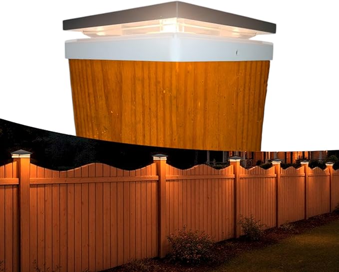 DekLights® DIY Line LED Lighted Post Cap for 6x6 Wood Posts (True 5.5"x5.5"). Our 12volt Low Voltage with Replaceable LED Bulb. for Your 6x6 Fence Posts (Black & White Cap 3000k Bulb)