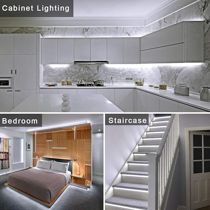TOPAI 24V COB LED Strip Light Cool White 6000K Waterproof IP65 Super Bright CRI 90+ 4000lm Dotless High Density 480LEDs/M 16.4FT Cuttable Flexible LED Tape Light for Cabinet Home DIY Lighting Projects