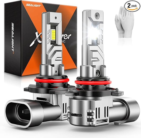 SEALIGHT 9005 Bulbs, 48,000LM 900% Brightness HB3 Light Bulbs, 6500K Cool White with 15000RPM Fan, Plug and Play ATV/UTV, 10-Year Extended Lifespan IP68 Waterproof, Pack of 2