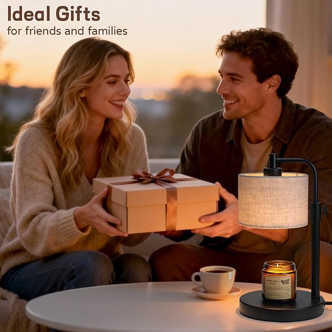 Candle Warmer Lamp, Candle Lamp Warmer with Timer Adjustable Height Wax Warmer Lamp for Jar Candles, Birthday Gifts for Women House Warming Gifts (Black Linen)