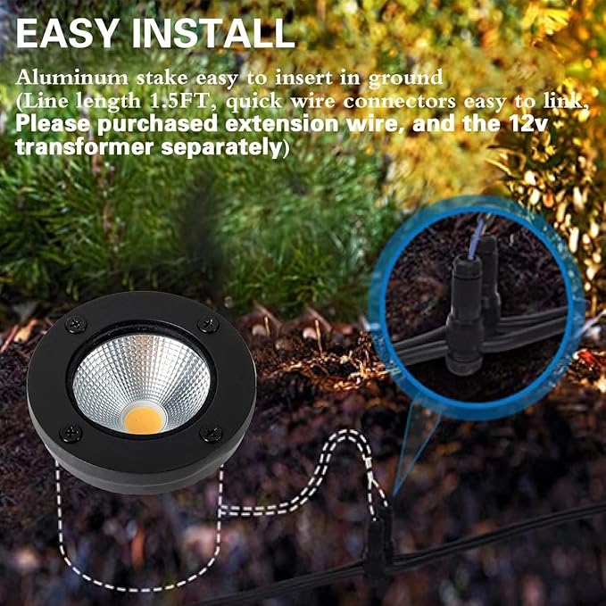 EAGLOD 5W LED Well Lights, Low Voltage Landscape Ground Lights,12V-24V Outdoor In Ground Lights, IP67 Waterproof Landscape Lighting with 5000K White for Tree,Garden,Pathway(10 Pack)