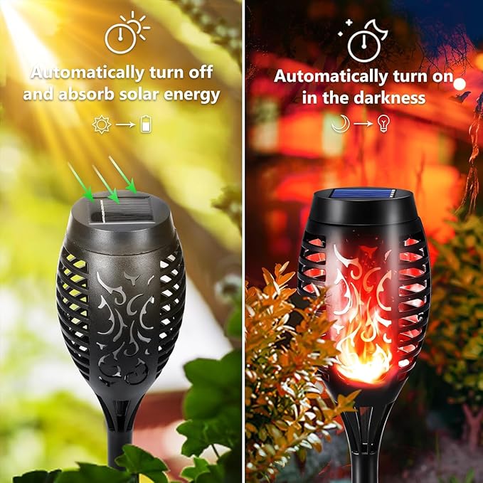 Solar Flashlight Light with Flickering Flame, Multi-Piece Outdoor Solar Lights, Outdoor Waterproof Solar Garden Lights for Decorative Paths, Patio and Deck Outdoor Lighting（Red (18)