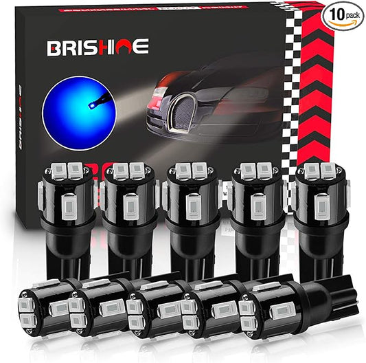 194 LED Bulbs Extremely Bright Ultra Blue 5630 Chipsets 168 2825 175 T10 W5W LED Replacement Bulbs for Car Interior Dome Map Door Courtesy Trunk License Plate Lights(Pack of 10)