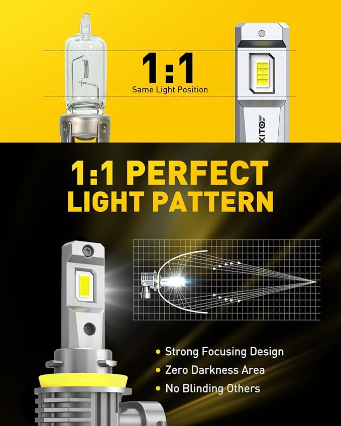 AUXITO H11 LED Bulb H8 Bulbs, 900% Brighter H8 H9 Light Bulbs, Plug N Play, Long Lifespan, No Flicker, 99% Compatibility, 2PCS