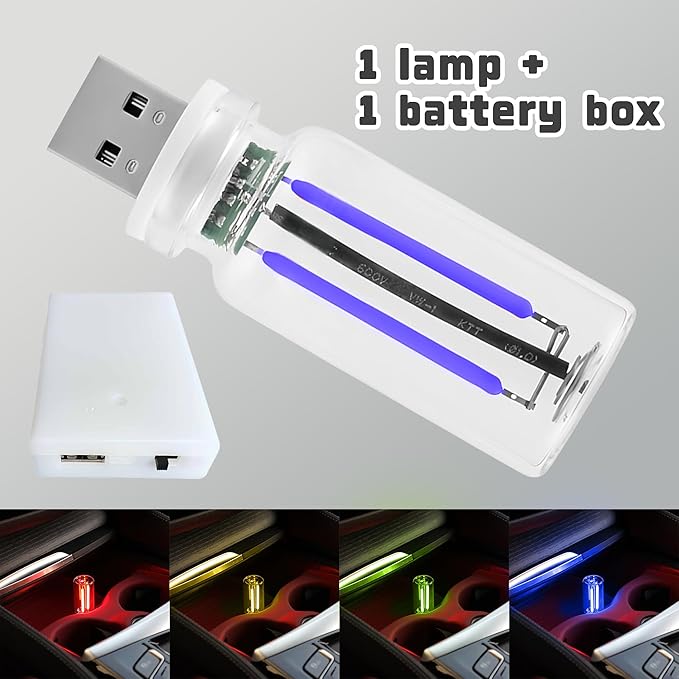 Retro Car Mood Bulb, Touch Dimmable USB & Battery Lighted LED Car Interior Atmosphere Lamps, Automotive Interface Charging Night Lights, Mini Portable Camping Lights Decorations (Blue, 1Pack)