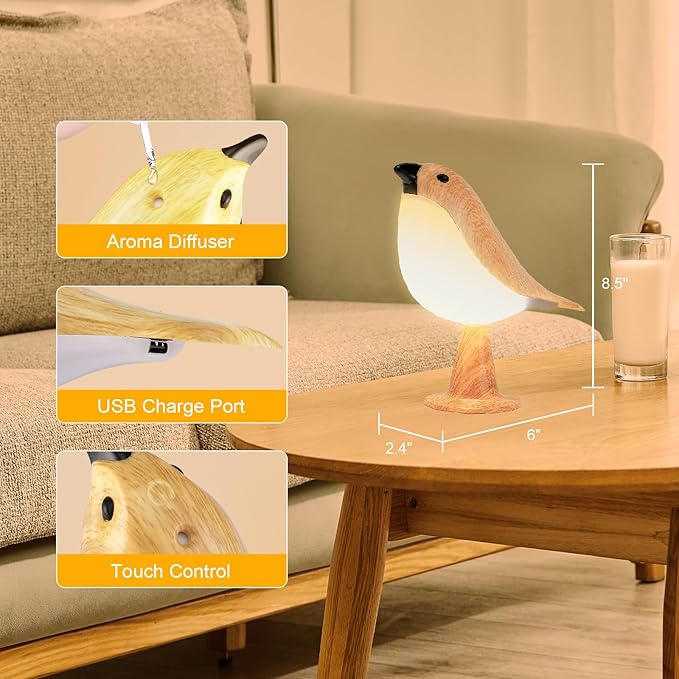 2Pack Cute Bird Table Lamp, Touch Control/Dimmable Brightness/3 Color Temperature/Cordless Desk Lamp Bedside Lamps for Nightstand, Bedroom, Small Space, Decoration