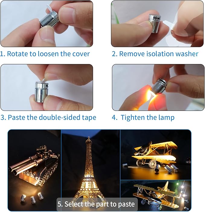 Mini LED Lights, 20 PCS Small Spotlight Battery Operated Tiny SMD Lamp for DIY Craft, Model Displays & Miniatures. Perfect for Dioramas, Collectibles, and Custom Builds (20PCS Warm White)