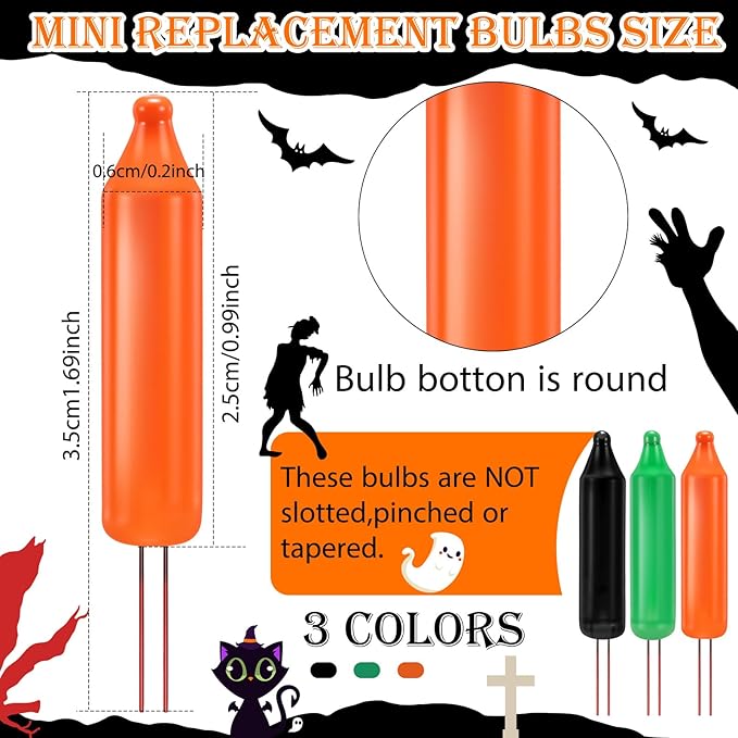Mudder 500 Pcs Christmas Tree Replacement Light Bulbs 2.5v Christmas Light Bulbs Incandescent Xmas Decorative Replacement String Lights Outdoor Indoor(Green Orange Black)