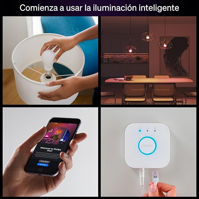 Philips Hue Essential Smart LED A19 Bulb, White and Color Ambiance, E26 Base, 8.8W, 2200K-6500K, 800 Lumens, Dimmable, Works with Alexa, Google, and Apple Home, 1-Pack