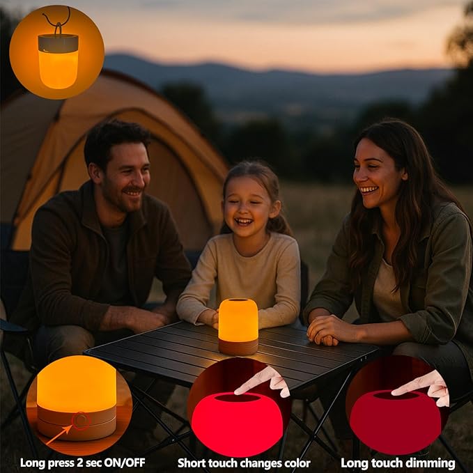 Amber & Red Sleep Aid Night Light Dimmable 2-in-1, Blue Light Blocking, 670nm, Rechargeable Night Lamp for Bedroom, Relaxation, Meditation, Yoga,Travel(1-Pack)