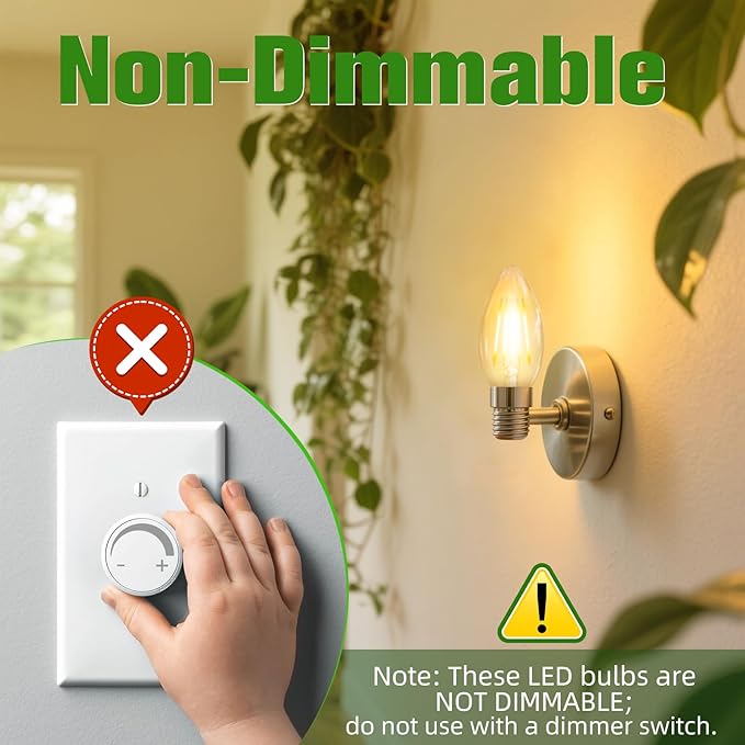 E26 Base LED Candelabra Light Bulbs 2700K Soft White, 6W, 60 watt Equivalent, E26 LED Bulb, B10 Chandelier Candle Light Bulbs, Non-Dimmable, 90+CRI, 600LM, Cear Glass, 12 Pack