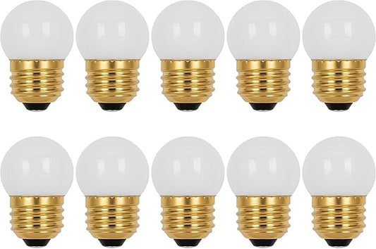 OHLECTRIC 10 Pack - S11 Ceramic White Night Light Bulbs | Dimmable | 7.5W Incandescent Light Bulb with E26 Medium Base | 40 Lumens Brightness | 2700K Warm White Light for Home Illumination.