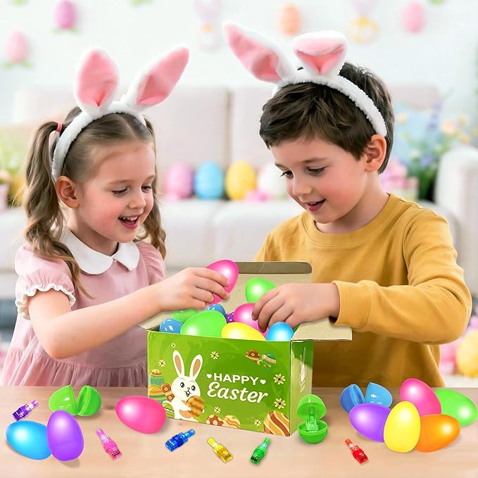 24 Pack Easter Party Favors for Kids, Easter Finger Lights Easter Basket Stuffers for Kid, Easter Egg Hunt Filling Treats Easter Basket Stuffers for Toddler Teens Boys Girls