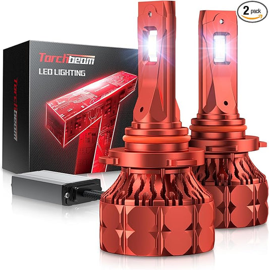 Torchbeam 9005/HB3 LED Bulbs, 68000LM 900% Brighter T7 9005 Fog Light Bulbs with Adjustable Lock Ring, 6500K Cool White with Slient Fan, Pack of 2