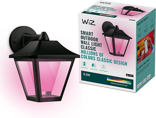 WiZ Connected Classic Outdoor Wall Light, 16 Million Colors, Compatible with Alexa, Google Assistant, Bluetooth Compatible, No Hub Required