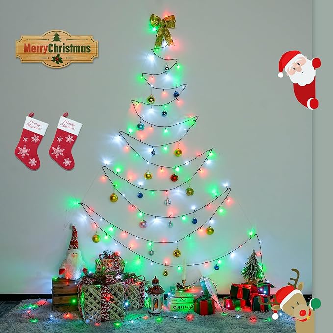 JMEXSUSS 200 LED Red White and Green Christmas Lights Outdoor, 66ft Connectable Twinkle String Lights Plug in, 8 Modes Waterproof Christmas Tree Lights for Outside Indoor Yard Xmas Decoration