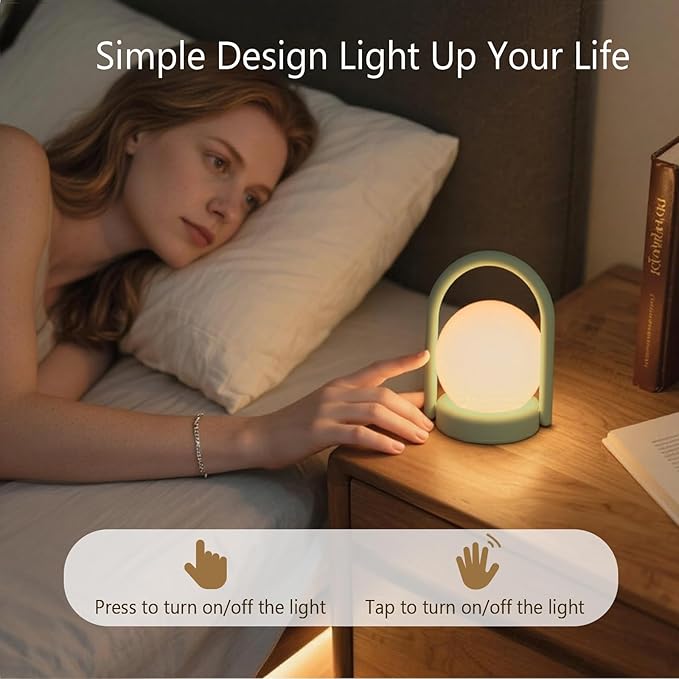 Vivilumens Night Light for Kids Camping Desk Lamp Rechargeable Portable Bedside Touch Lamp Silicone Dimmable Nightlight Cute LED Lamps Auto-Off for Nursery Bedroom Christmas Gifts for Birthday