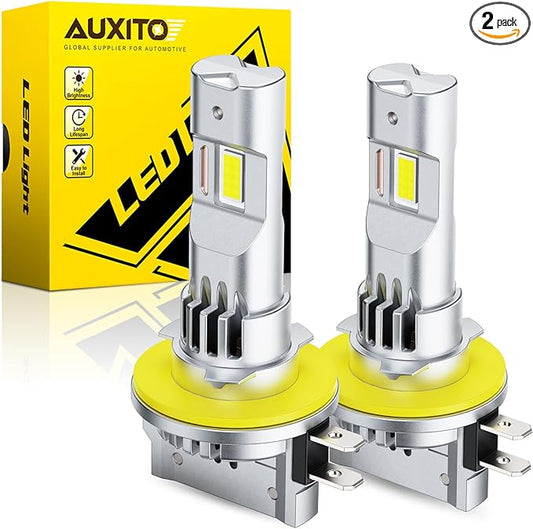 AUXITO H11B LED Bulbs, 600% Brighter Ultra-Bright, Plug N Play, Long Lifespan, No Flicker, 98% Compatibility, 2PCS