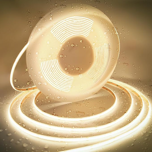 32.8ft COB LED Strip Lights Waterproof IP68, 4000K Natural White Outdoor 24V Dimmable Silicone LED Tape Lighting High Density, 6000LM+, 3200LEDs Clips and Screws(Power Supply Not Included)