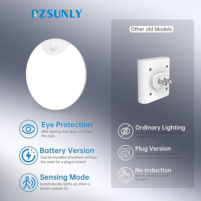 Motion Sensor Night Light,LED Rechargeable Indoor Night Lights,Magnetic Cabinet Light Closet Light for Kitchen Bedroom Bathroom Stairs 6 Pack (White Lamp)