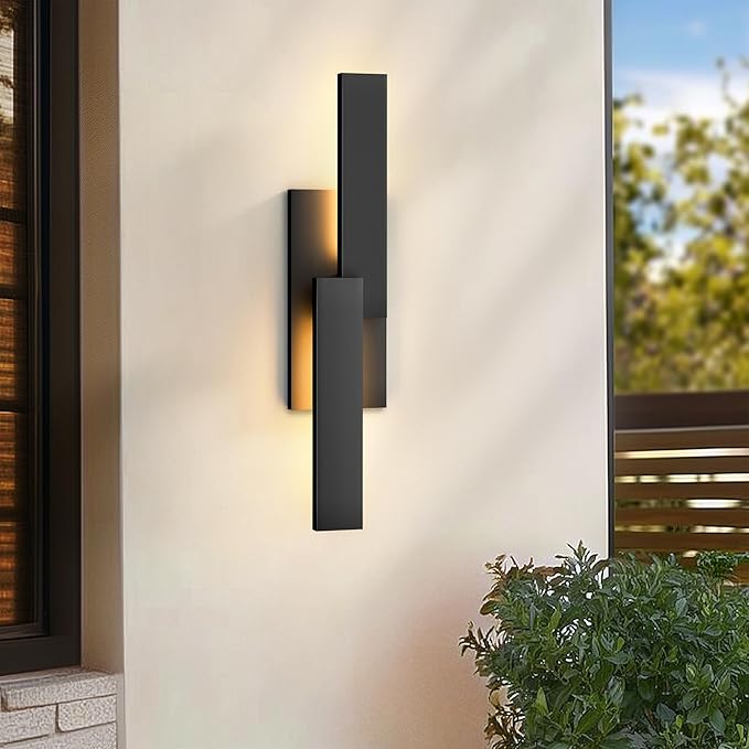 LamQee 24 Inch Aluminum Modern Outdoor Wall Light, 3000K 1000LM 20W Integrated LED, Matte Black Exterior Lighting Fixtures IP65 Waterproof Contemporary Outside Sconce for House Porch Patio Garage Door