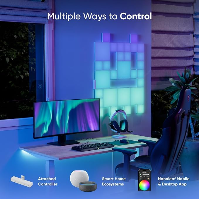 Nanoleaf Blocks Combo S Smarter Kit, Indoor RGBW WiFi Wall Light Panels, 4pk