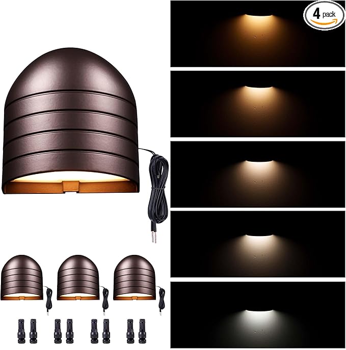 Low Voltage Landscape Deck Lights - Oil-Rubbed Bronze 12V Deck Lights LED Outdoor, Warm White & Cool White Adjustable, Waterproof Step Light Aluminum for Yard Wall Fence Railing 4 Pack