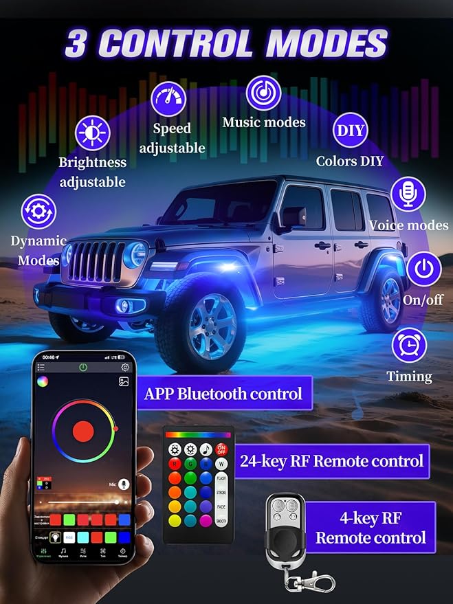 10Pods 5 Sides Full Angle RGB LED Rock Lights Kits High Brightness 27 Beads RGBW 5050 IP68 Waterproof Underglow Multicolor Exterior Wheel Rock Lights for 12V Trucks Jeep Offroad Pickup UTV ATV RZR SUV