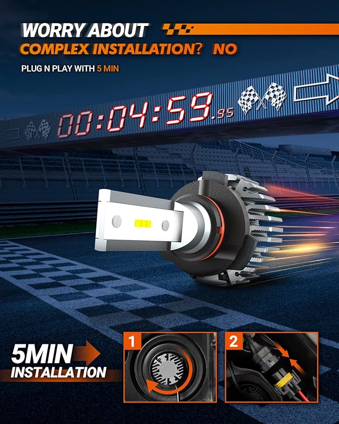 SEALIGHT 9005 Fog Lamps 32000LM High Power 8×Brighteness for ATVs & Powersports, 2025 Version 99% Compatibility, S1 Wireless 9005/HB3 IP67 10 Years Lifespan Plug and Play- Pack of 2