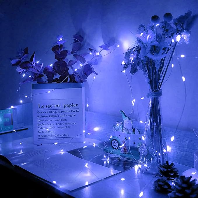 12 Pack Blue Fairy Lights 7Ft 20 LED Twinkle String Lights 3 Modes Battery Operated Waterproof Firefly Starry for Mason Jar Wedding Party 4th of July Christmas Day Table Centerpieces