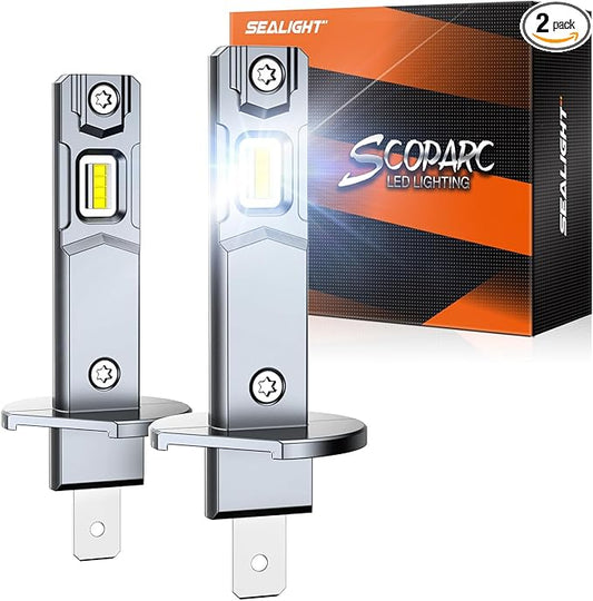 SEALIGHT H1 Fog Light Bulbs 36000LM 6500K Cool White 1:1 Design 50000+ Lifespan, 5 Mins Installation, Pack of 2
