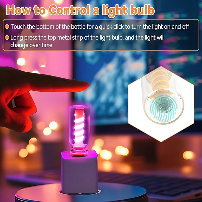 5Pcs Mini Retro Atmosphere Light, Transparent Shell USB LED Car Interior Atmosphere Lamps, Touch-Control Portable Plug-in Glass Bottle Ambient Night Light for Camping Bedroom Party