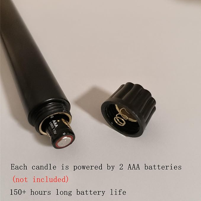Black Flameless Taper Candles with Remote, Flickering LED Candlesticks Battery Powered Set of 6